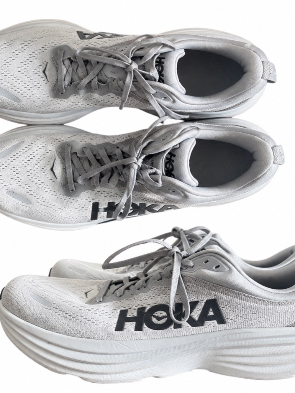 HOKA Bondi 8 Men’s 9.5 D / Women’s 11 Gray Running Walking Shoes Freshly Washed